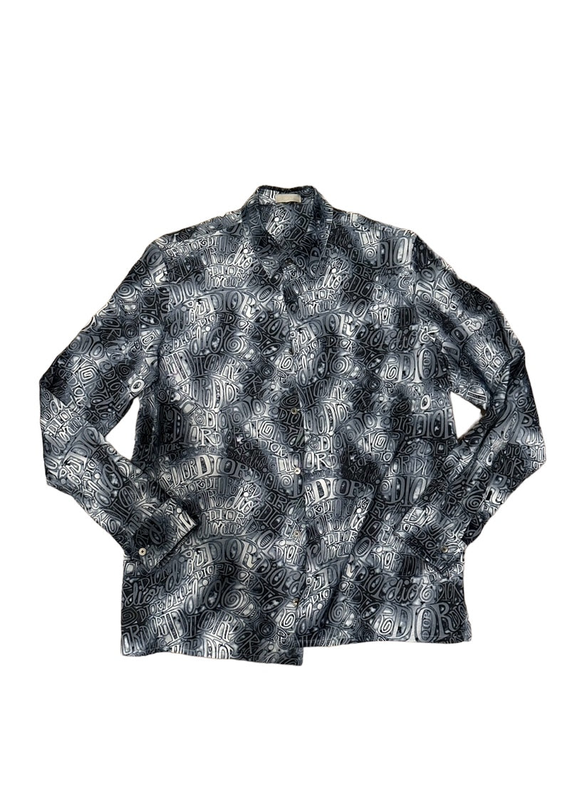 Dior X Stussy Button Up Shirt Psychadelic Pattern Pre Owned