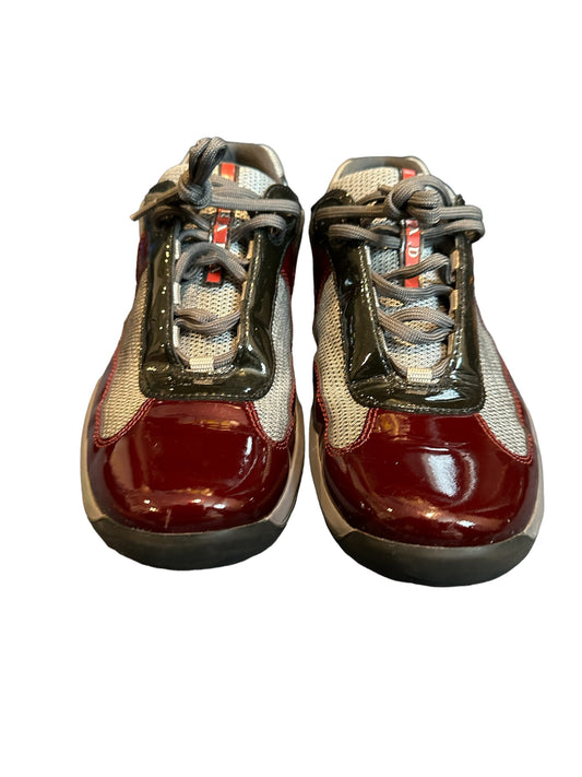 Prada Americas cup low top sneaker burgundy 