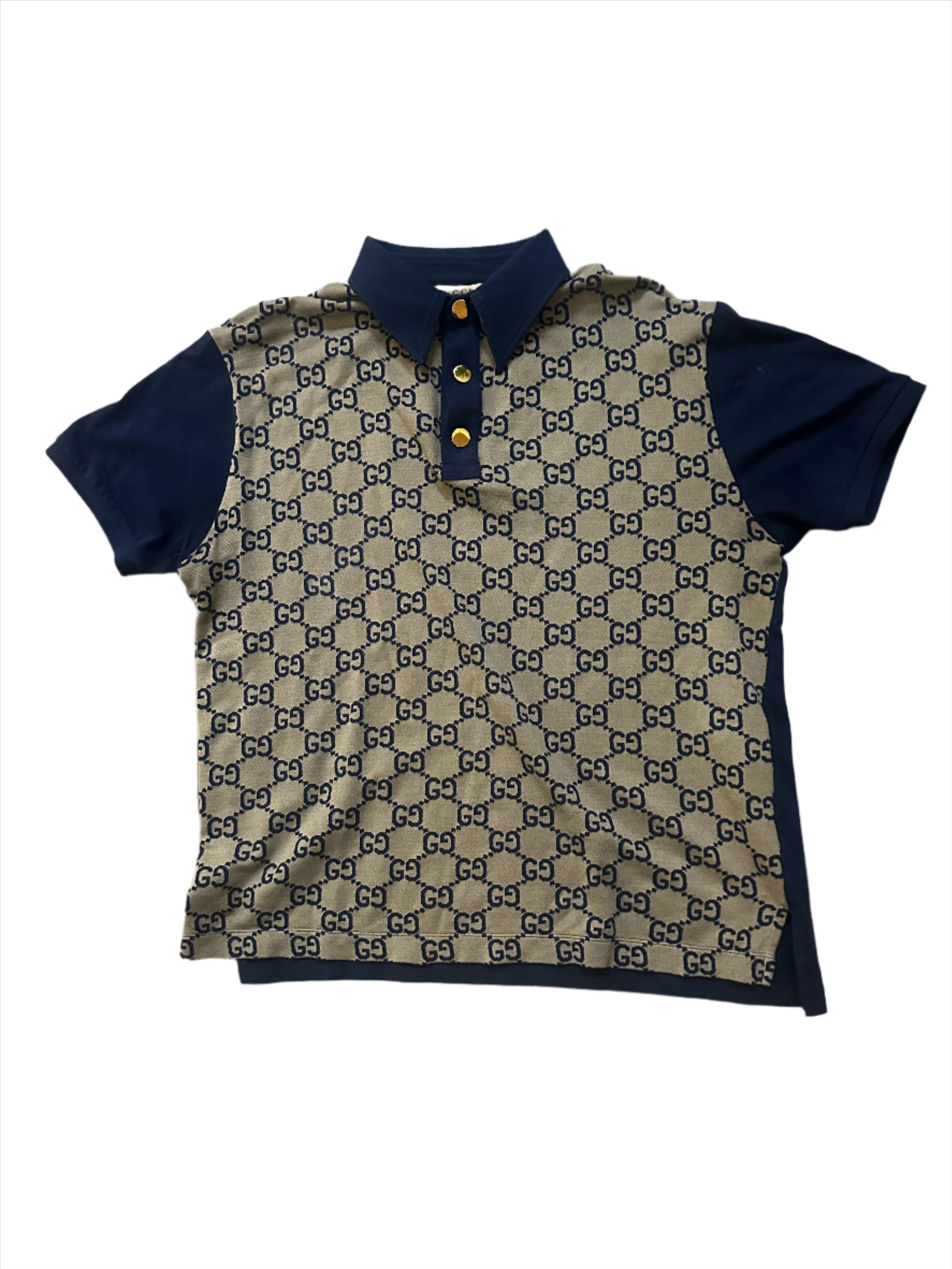 Gucci monogram polo tan and navy