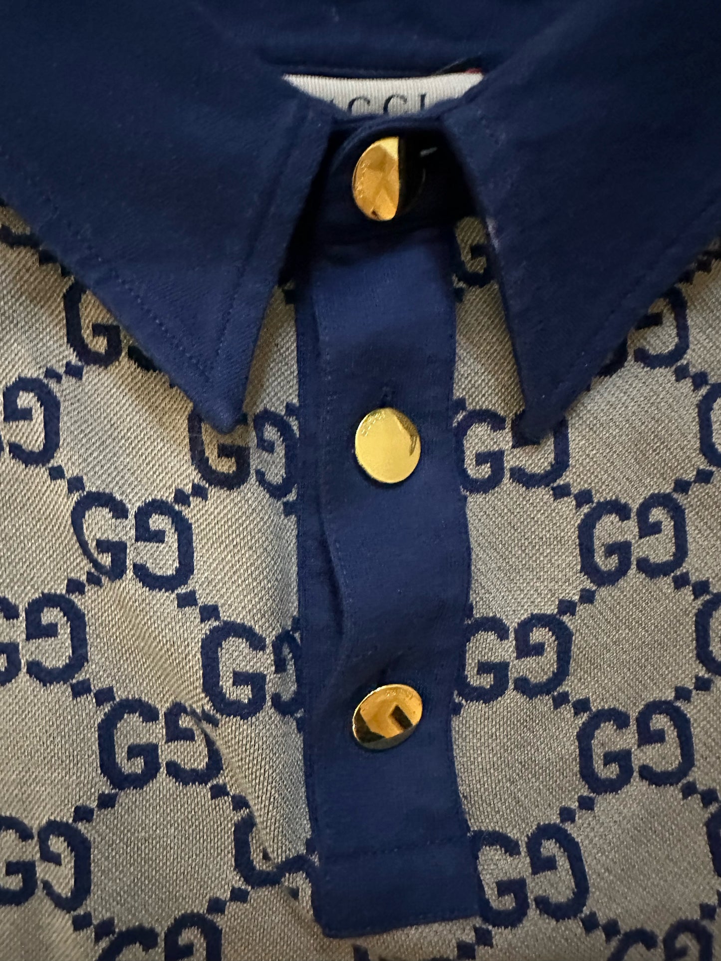 Gucci monogram polo tan and navy