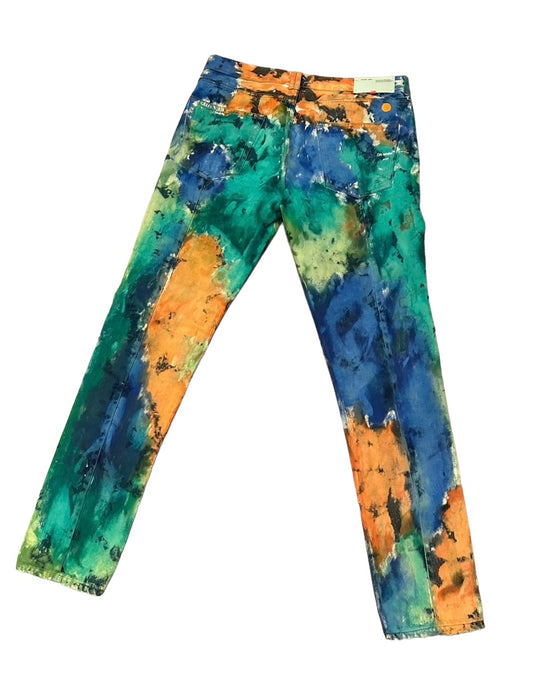 OFF WHITE TYE DIE STRAIGHT LEG PAINTED JEANS 